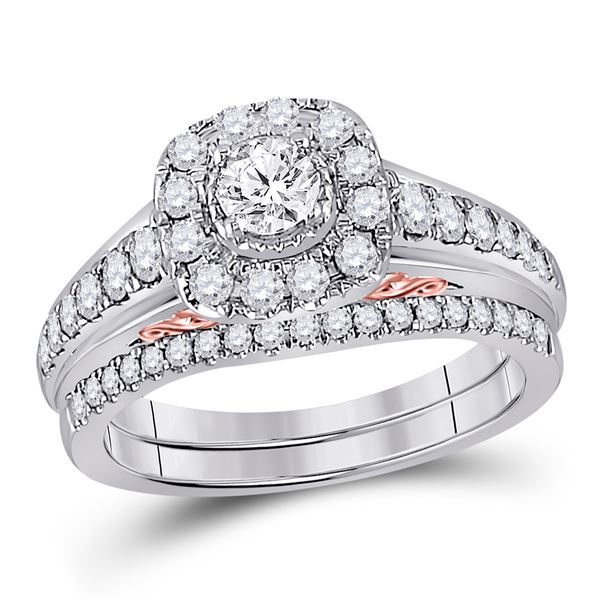 Diamond Bridal Wedding Ring Band Set 1 Cttw 14KT Two-tone Gold