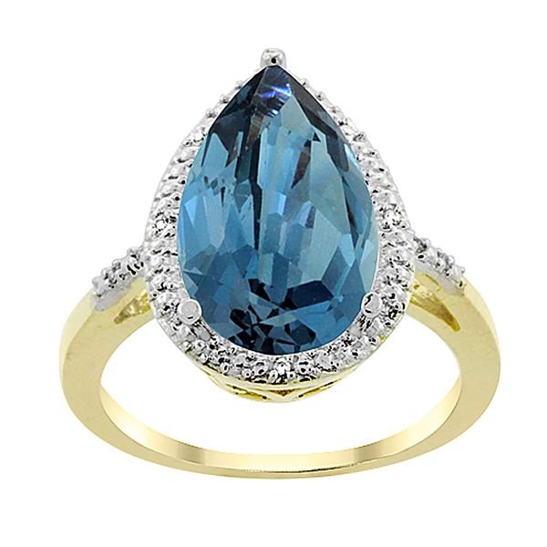 5.55 CTW London Blue Topaz & Diamond Ring 10K Yellow Gold - REF-37X4M