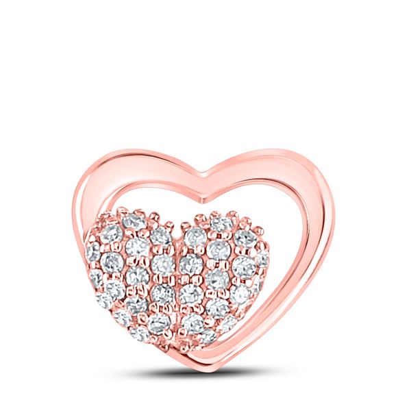 Round Diamond Heart Pendant 1/6 Cttw 10KT Rose Gold