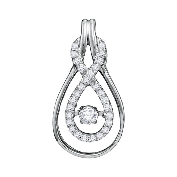 Round Diamond Moving Twinkle Fashion Pendant 1/5 Cttw 10KT White Gold