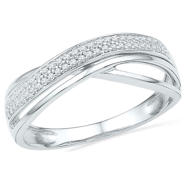 Round Diamond Crossover Band Ring 1/6 Cttw 10KT White Gold