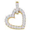 Image 1 : Round Diamond Small Dangling Heart Pendant 1/4 Cttw 14KT Yellow Gold