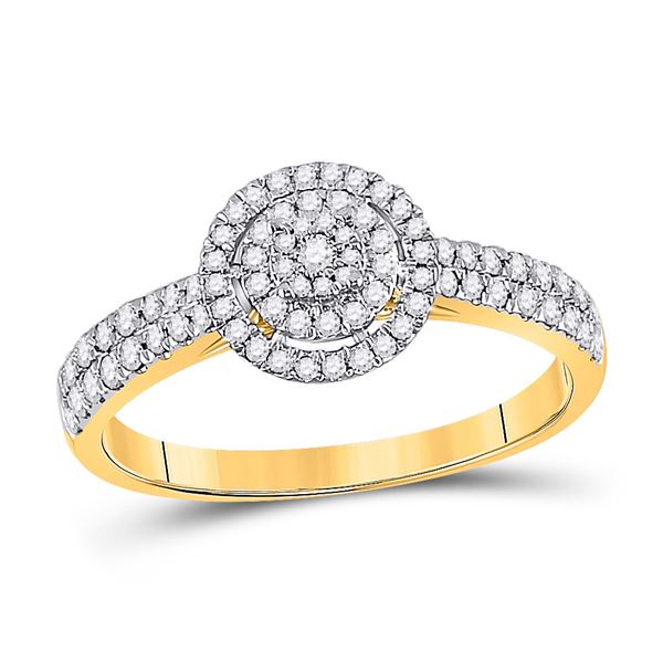 Round Diamond Halo Cluster Ring 3/8 Cttw 10KT Yellow Gold