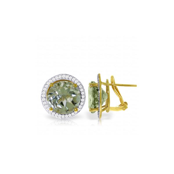 Genuine 10.40 ctw Amethyst & Diamond Earrings 14KT Yellow Gold - REF-120W5Y