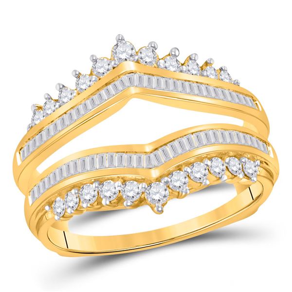Round Diamond Wedding Wrap Ring Guard Enhancer 3/4 Cttw 14KT Yellow Gold