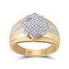 Image 1 : Round Diamond Offset Square Cluster Ring 1/3 Cttw 10KT Yellow Gold