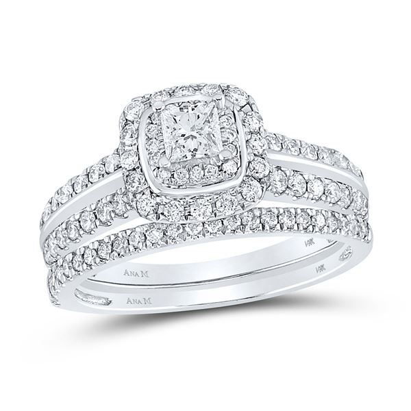 Bridal Wedding Ring Band Set 1 Cttw 14KT White Gold