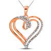 Image 1 : Round Diamond Heart Pendant 1/10 Cttw 10KT Rose Gold