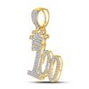 Image 2 : Round Diamond 100 Hundred Crown Charm Pendant 1/2 Cttw 10KT Yellow Gold