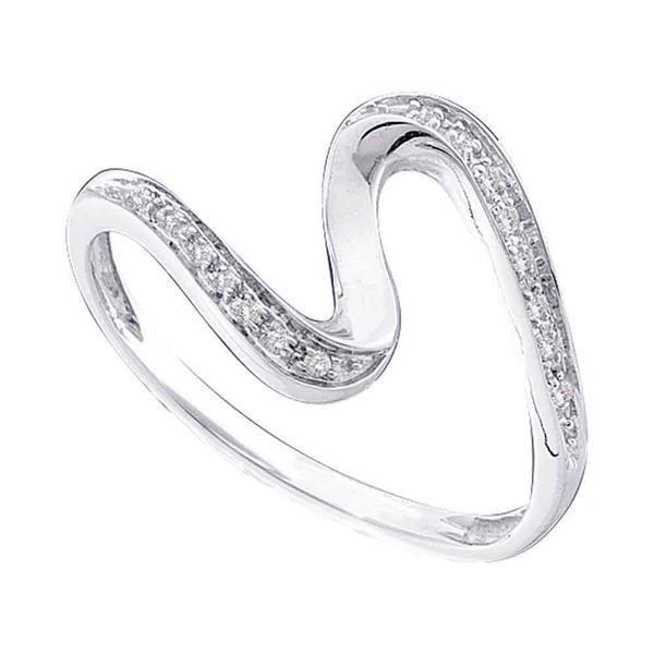 Round Diamond S Curve Band Ring 1/20 Cttw 10KT White Gold