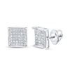 Round Diamond Square Earrings 1/4 Cttw 14KT White Gold