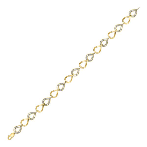 Round Diamond Link Fashion Bracelet 1/2 Cttw 10KT Yellow Gold