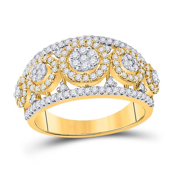 Round Diamond Cluster Anniversary Ring 1 Cttw 14KT White Gold