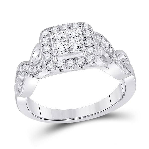 Princess Diamond Square Ring 7/8 Cttw 14KT White Gold