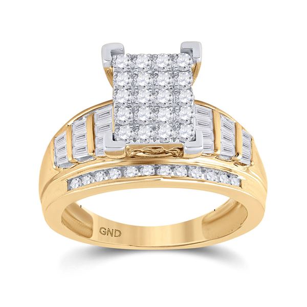 Diamond Cluster Bridal Wedding Engagement Ring 1 Cttw 10KT Yellow Gold