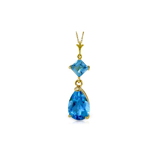 Genuine 2 ctw Blue Topaz Necklace 14KT Yellow Gold - REF-24X3M