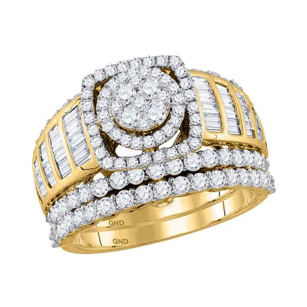 Diamond Bridal Wedding Ring Band Set 2-1/2 Cttw 14KT Yellow Gold