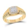 Image 1 : Baguette Round Diamond Square Ring 1/3 Cttw 14KT Yellow Gold