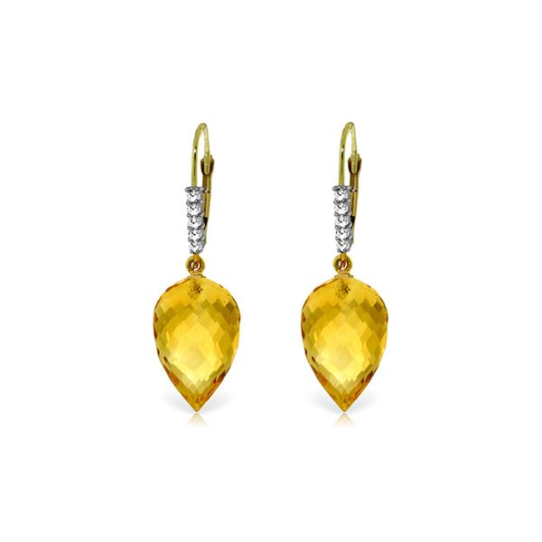 Genuine 19.15 ctw Citrine & Diamond Earrings 14KT Yellow Gold - REF-49N2R