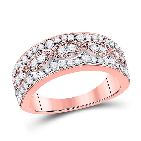 Round Diamond Fashion Twist Band Ring 5/8 Cttw 14KT Rose Gold