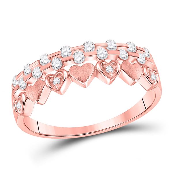 Round Diamond Heart Band Ring 1/4 Cttw 10KT Rose Gold
