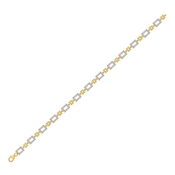 Round Diamond Geometric Link Bracelet 3/4 Cttw 10KT Yellow Gold