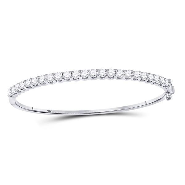 Round Diamond Classic Bangle Bracelet 3 Cttw 14KT White Gold