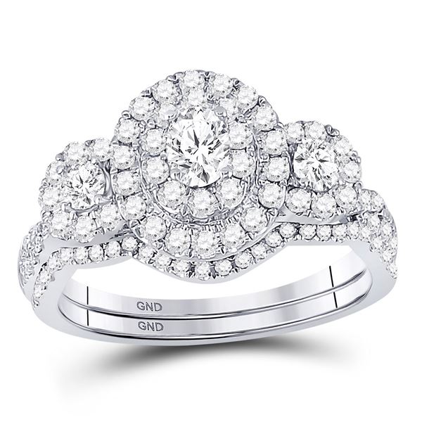 Bridal Wedding Ring Band Set 1 Cttw 14KT White Gold