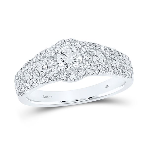 Diamond Halo Bridal Wedding Engagement Ring 1-1/4 Cttw 14KT White Gold