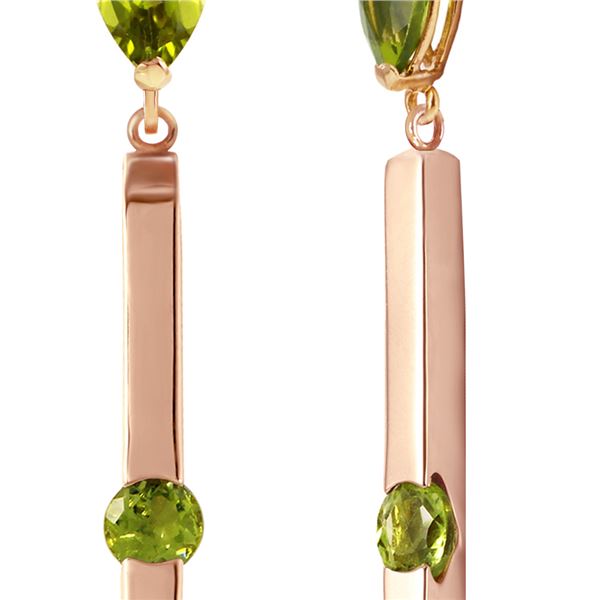 Genuine 4.25 ctw Peridot Earrings 14KT Rose Gold - REF-54Z6N