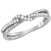Round Diamond Crossover Stackable Band Ring 1/6 Cttw 14KT White Gold