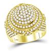 Round Diamond Concentric Circle Cluster Ring 3-1/3 Cttw 14KT Yellow Gold