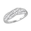 Round Baguette Diamond Crossover Band Ring 1/3 Cttw 10KT White Gold