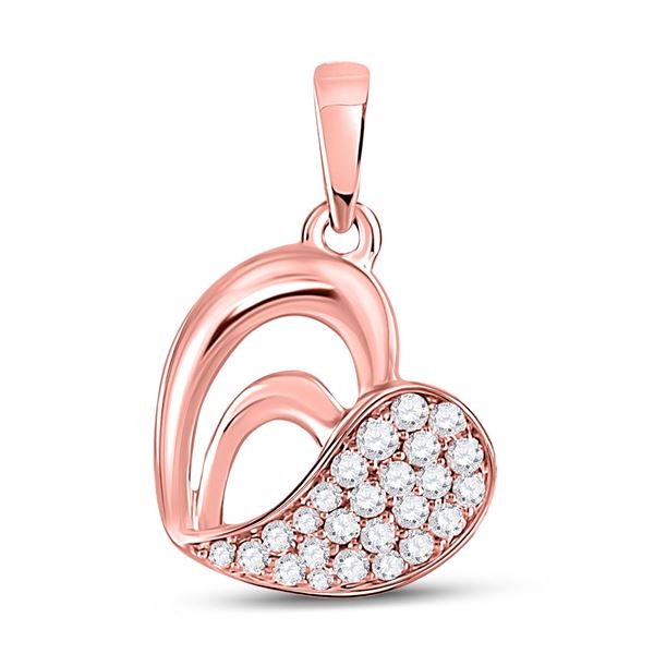Round Diamond Heart Pendant 1/8 Cttw 10KT Rose Gold