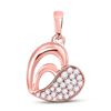 Round Diamond Heart Pendant 1/8 Cttw 10KT Rose Gold