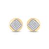Image 2 : Round Diamond Cluster Earrings 1/6 Cttw 10KT Yellow Gold