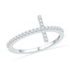 Image 1 : Round Diamond Cross Band Ring 1/5 Cttw 10KT White Gold