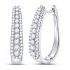 Image 1 : Round Diamond Oblong Hoop Earrings 7/8 Cttw 10KT White Gold