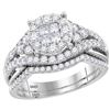 Image 1 : Bridal Wedding Ring Band Set 1-1/4 Cttw 14KT White Gold