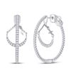 Image 1 : Round Diamond Dangle Hoop Earrings 1 Cttw 14KT White Gold