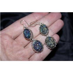 Rare STERLING SILVER DRUZY Earrings 90 CARATS #1929038