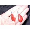 Image 1 : STERLING SILVER RED CORAL Earrings 24 CARATS #1929041