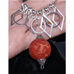 STERLING SILVER  RED CORAL Necklace GIANT 88 #1929077