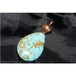 SOLID COPPER TURQUOISE Pendant GIANT 66 CARATS #1929079