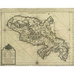 Map Martinique West Indies De L'isle Lisle 1732#1929169