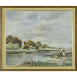 ?Landscape and People? by E Deiton painting #1929348