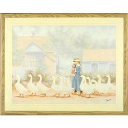 Laforet Girl and Geese impressionist print #1929419