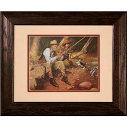 Fishing with Grandpa print signed Daly Rockwell#1929426