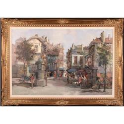 Marketplace signed impressionist painting #1929470