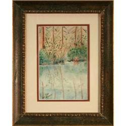 Reflections landscape lake watercolor Widmeyer #1929481